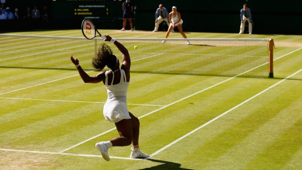Power game: Serena Williams faced little resistance from the Russian.