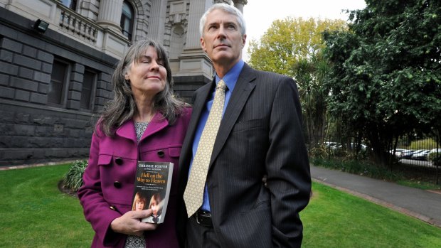 Chrissie and Anthony Foster after a hearing of the parliamentary inquiry.