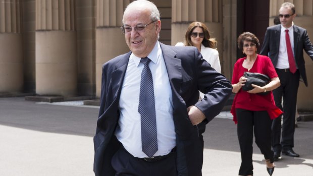 Eddie Obeid and his wife Judith (right) leave the Darlinghurst Supreme Court on the second day of his trial.