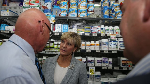 Julie Bishop  chats to shoppers on Campbelltown's Queen Street.