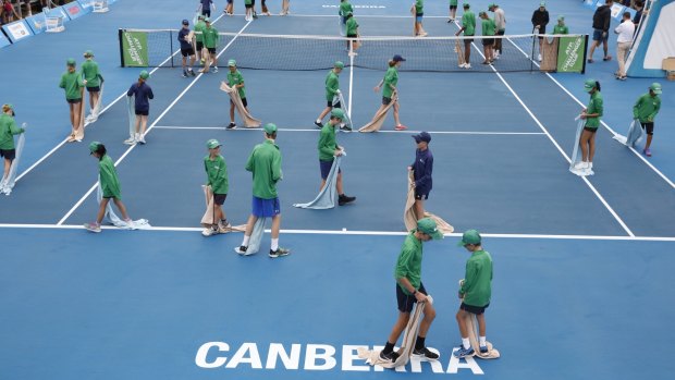 Rain delayed the Canberra Challenger singles final on Saturday.