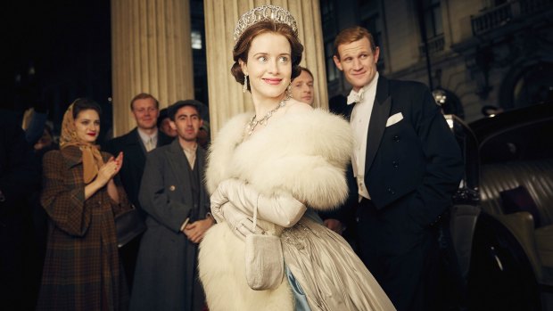 Claire Foy as Queen Elizabeth II and Matt Smith as Prince Philip in The Crown.