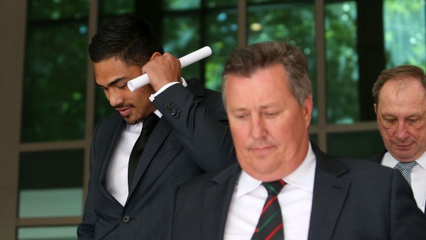 South Sydney's Kirisome Auva'a leaves court in Melbourne last Novermber.