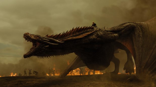 Daenerys rode her dragon to undertake a fiery attack on her enemy's forces.