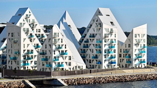 Residential complex "Isbjerget" (Iceberg) in Aarhus, Denmark. 