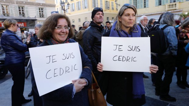 Cedric Herrou's supporters in Nice.