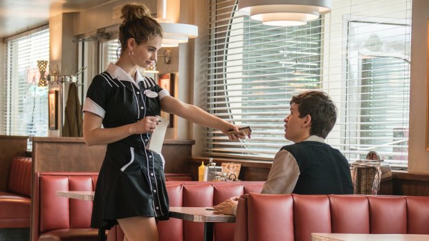 Lily James and Ansel Elgort in Baby Driver.