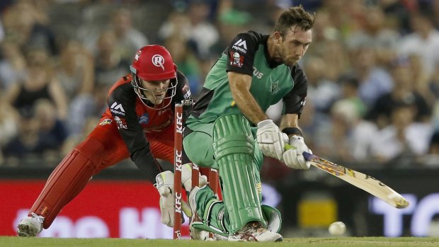 Heading back to international cricket: Glenn Maxwell batting for the Melbourne Stars against the Renegades on Saturday evening.
