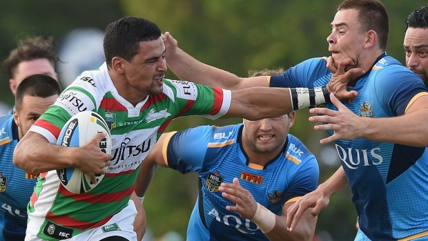 Late bloomer: Cody Walker in action for Souths during a trial against the Titans last month.