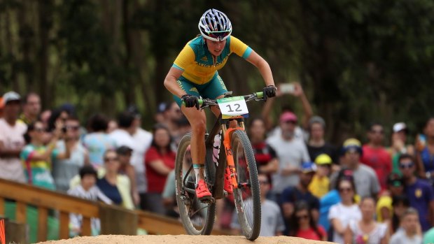 Australian mountain biker Rebecca Henderson was forced to pull out of the cross-country race