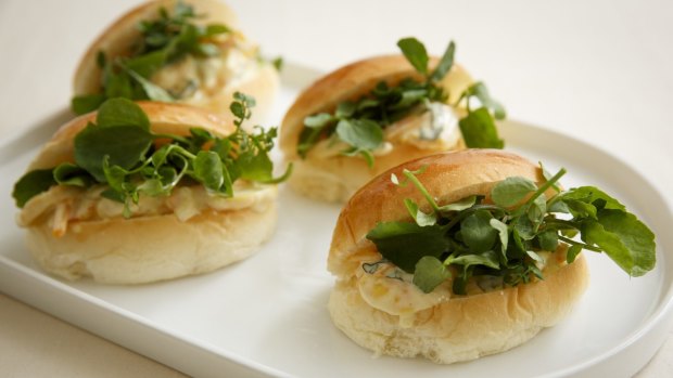 Prawn escabeche rolls: A generous serve of prawn mix in a soft brioche bun. 