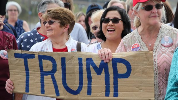 Supporters at  a campaign rally for Republican presidential candidate Donald Trump. History shows it doesn't matter who wins the race to the White House, despite the wobble on US sharemarkets whenever it appears Trump is doing well.