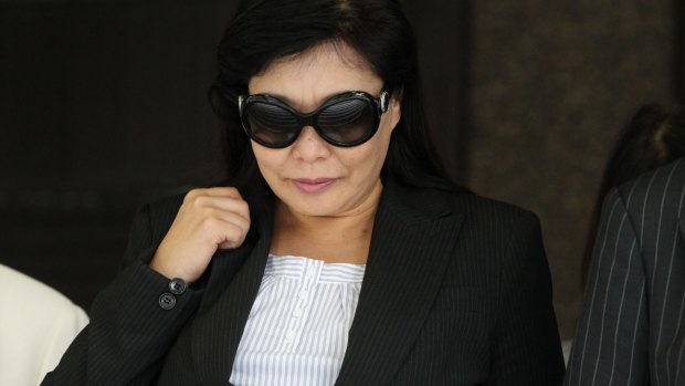 Helen Liu leaving the Sydney Supreme Court  in 2011.