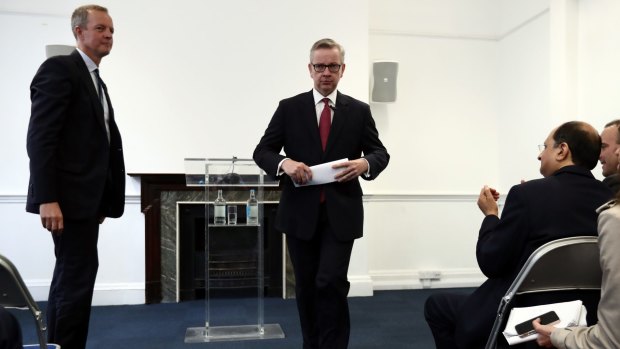 Michael Gove leaves after outlining his bid for the Conservative Party leadership and prime ministership.
