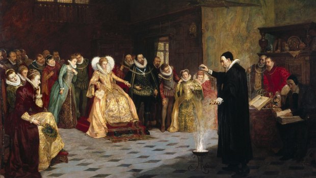 John Dee performing an experiment before Queen Elizabeth I. Oil painting by Henry Gillard Glindoni.