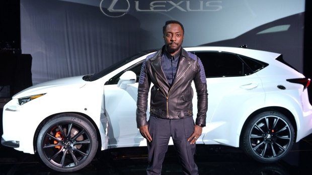 will.i.am with his bespoke NX, which he designed in collaboration with Lexus. 