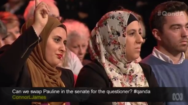 Yusra Metwally (left) in the Q&A audience. 