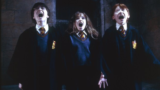Daniel Radcliffe, Emma Watson and Rupert Grint star in the film for <i>Harry Potter and the Philosopher's Stone</i>.