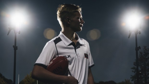 Canberra footballer Jack Powell who has been selected to play in the under-17s Australian AFL team for an ANZAC match against New Zealand. 