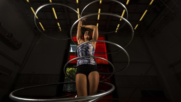 Mieke Lizotte practising at the Cirque du Soleil auditions.