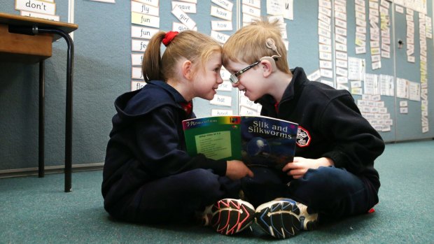 Side by side: Hearing-impaired students benefit from learning in mainstream settings. 