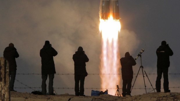 The Soyuz-FG rocket carrying a new crew to the International Space Station, ISS, blasts off at the Baikonur cosmodrome in Kazakhstan.