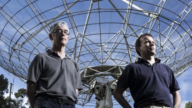 Head of Science Operations CSIRO Dr Phil Edwards (left) and Long Baseline Array Lead Scientist Chris Phillips are part of a team hunting neutrinos.