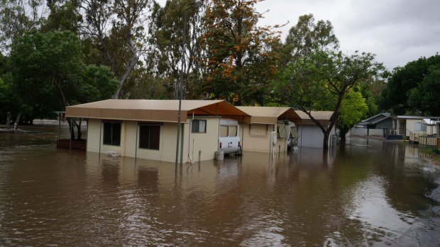 Euroa Caravan Park flooded after storms on Saturday.