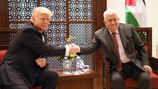 Palestinian Authority president Mahmoud Abbas meets US President Donald Trump in Bethlehem in May.