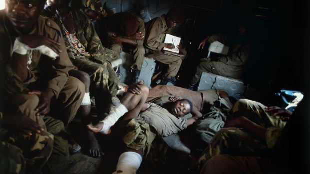 Wounded government soldiers, Huambo, Angola.