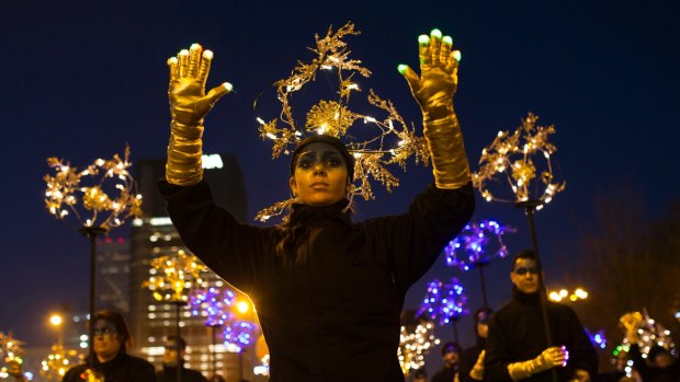 Performers dance during the 'Cabalgata de Reyes' or Epiphany parade in Madrid on Thursday.