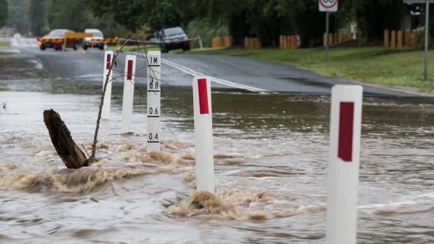 Standish Street, Myrtleford was closed after flooding.
