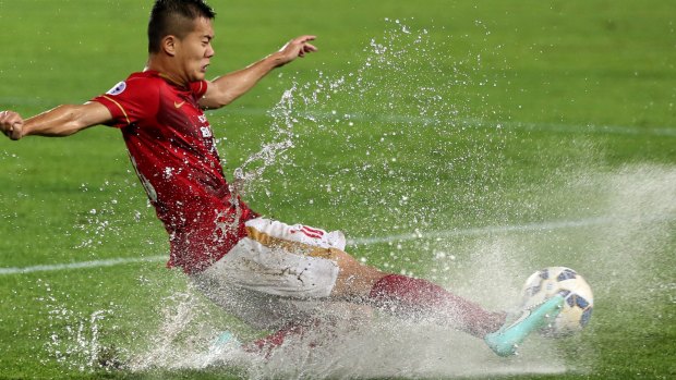 Making a splash: Huang Bowen of Guangzhou Evergrande.