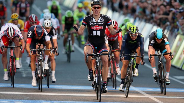 Man of the people: Marcel Kittel celebrates winning the People's Choice Classic.