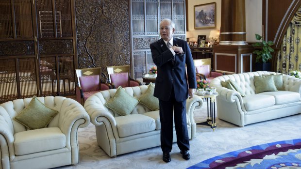 Prime Minister Najib Razak of Malaysia waits in his office in Putrajaya for a meeting with US Secretary of State John Kerry in August 2015. 