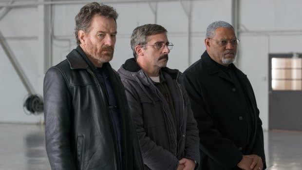 From left: Bryan Cranston as Sal, Steve Carell as Doc, and Laurence Fishburne as Mueller in Last Flag Flying.