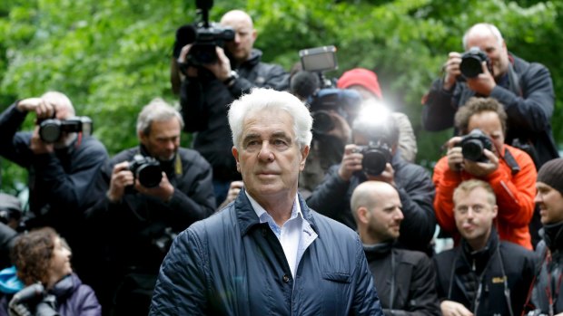 Celebrity publicist Max Clifford arrives for sentencing at Southwark Crown Court in London in 2014. He died in prison.