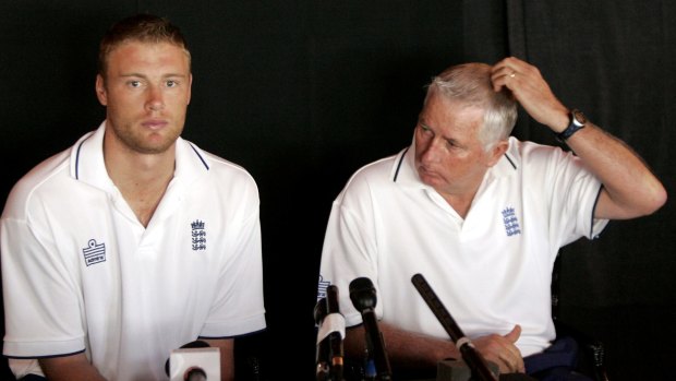 Andrew Flintoff (left) and then England coach Duncan Fletcher in St Lucia in 2007.