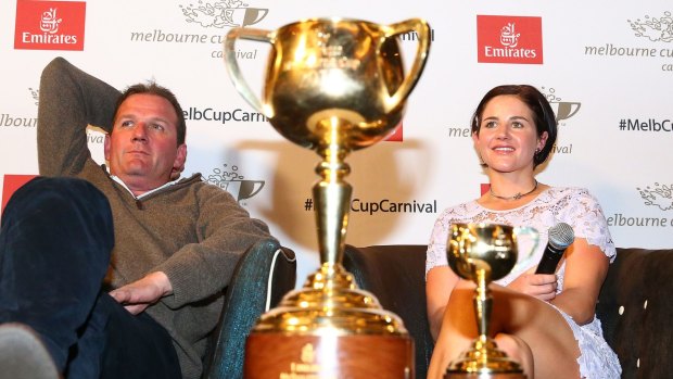 Talk about a high: Prince Of Penzance's managing part-owner Sandy McGregor and rider Michelle Payne revel in the success.