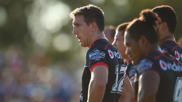 Topsy-turvy affair:  Ryan Hoffman of the Warriors looks dejected before his side's revival.