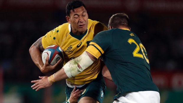 Turning point: Israel Folau, left, was yellow carded in the 34th minute.