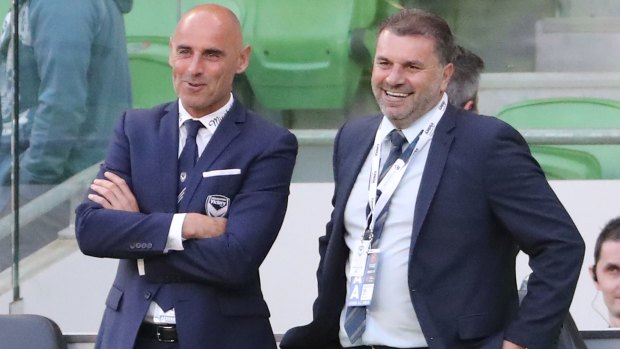  Key pair: Melbourne Victory coach Kevin Muscat and Socceroos head coach, Ange Postecoglou.  