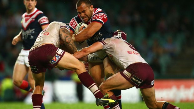 Back in business: Roosters prop Sam Moa.