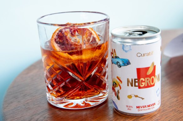 Negroni in a can at HP Bowlo in Hurlstone Park.