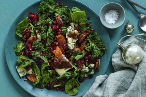 The components for this Christmas salad can be prepped ahead and tossed together on the big day.