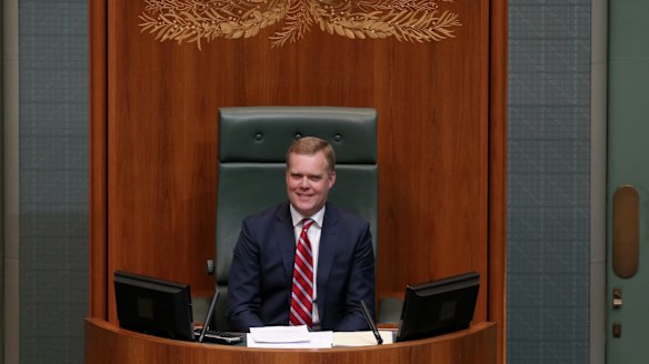 Speaker Tony Smith takes the Speaker's chair in the House of Representatives on Monday August 10. 