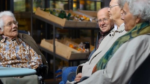 Video still of residents of Dutch dementia village, Hogeweyk. Photo: YouTube.