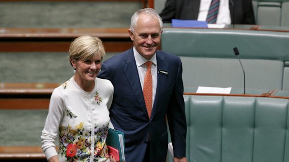 Foreign Minister Julie Bishop and former communication minister Malcolm Turnbull.