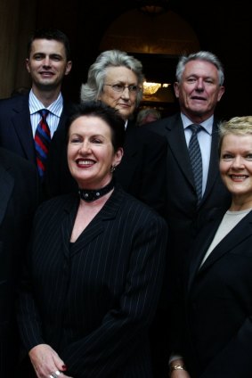 Robyn Kemmis (rear) with Clover Moore when she was elected a councillor in 2004.