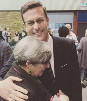 Geraldine Knapp congratulates incoming councillor for The Gap, Steven Toomey, after his preselection on Sunday.